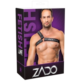 ZADO Men's Leather Harness XL-2XL Adjustable Black Cowhide Strap