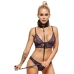 ZADO Leather Collar and Leash Set Wide Adjustable Black 97cm