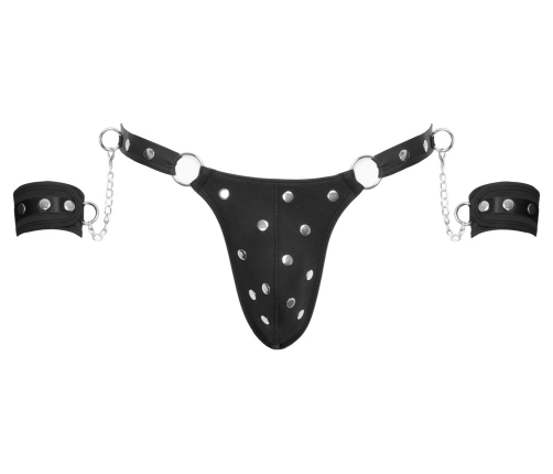 Svenjoyment Men's Matte Thong with Adjustable Cuffs 2XL Black