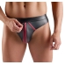 Svenjoyment M Thong S Black Wetlook Red Stripes Stretch Zip Front