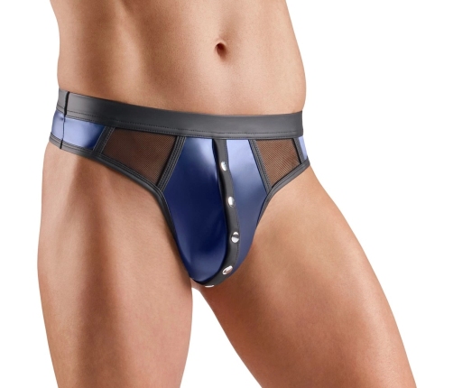 Svenjoyment Men's Thong L Dark Blue Net Inserts Wetlook