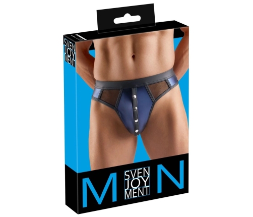 Svenjoyment Men's Thong L Dark Blue Net Inserts Wetlook