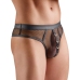 Svenjoyment Thong Net 2XL - Black Mesh with Wetlook Accents & Gold Rings