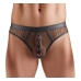 Svenjoyment Thong Net 2XL - Black Mesh with Wetlook Accents & Gold Rings