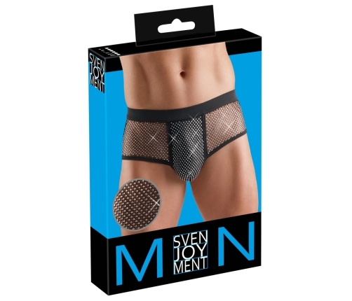 Svenjoyment Men's Black Glam Mesh Pants L - Sparkling Front, Stretch Fit