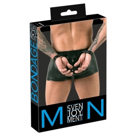 Svenjoyment Bondage Men's Matte Black Pants XL with Handcuffs Detail
