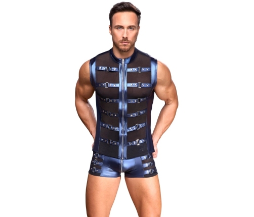 NEK Metallic Blue Pants XL with Zipper and Studded Side Straps