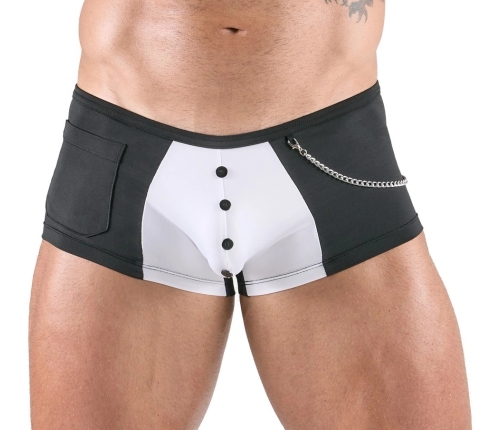 Svenjoyment Men's Black & White Waiter Style Pants 2XL Decorative Chain