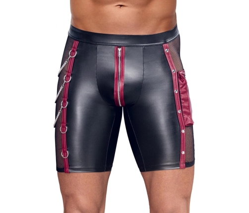 NEK Men's Matte Black Pants 2XL with Red Stripes & Chains Detail