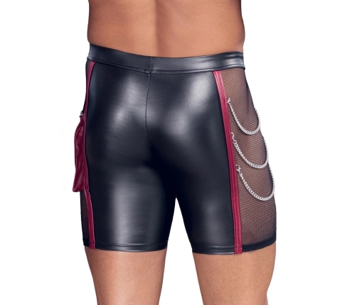 NEK Men's Matte Black Pants 2XL with Red Stripes & Chains Detail