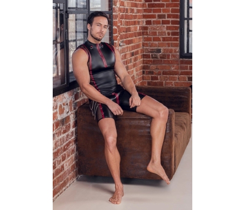 NEK Men's Matte Black Pants 2XL with Red Stripes & Chains Detail