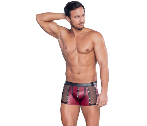 NEK Men's Matte Look Pants XL with Mesh and Stud Details, Red-Black