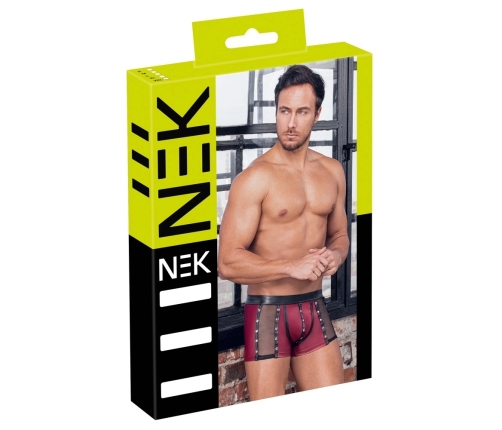NEK Men's Matte Look Pants XL with Mesh and Stud Details, Red-Black