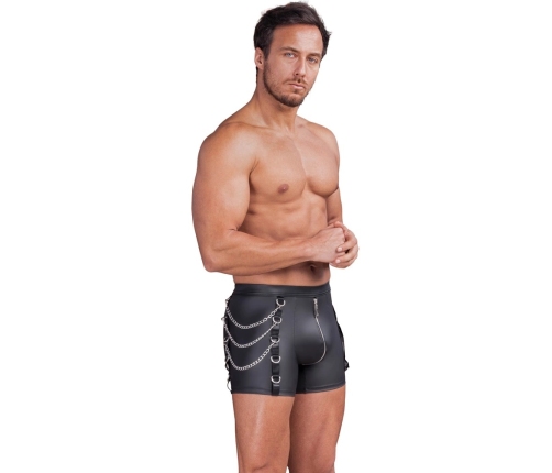 NEK Matte Look Men's Pants S with Chains & Cargo Pocket, Black