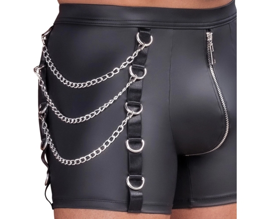 NEK Matte Black Men's Trousers M with Cargo Pocket & Decorative Chains