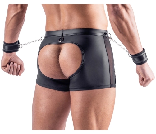 Svenjoyment Bondage Men's Pants M Black Matte Look with Handcuffs & Open Back