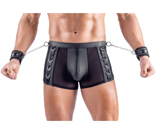 Svenjoyment Bondage Men's Pants XL with Matte & Net Details, Handcuffs