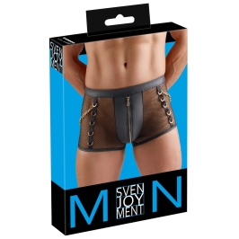 Svenjoyment Net & Wetlook Men's Pants L with Gold Chains, Black