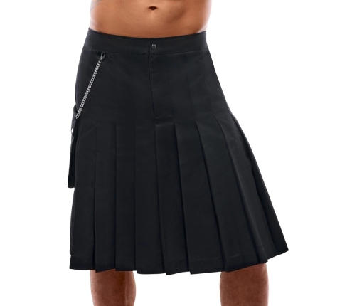 Svenjoyment Men's Classic Black Pleated Kilt with Detachable Pocket L