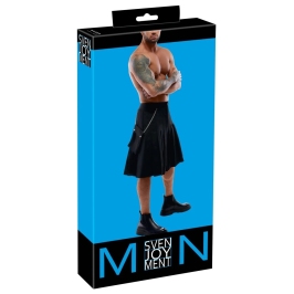 Svenjoyment Men's Classic Black Pleated Kilt with Detachable Pocket L