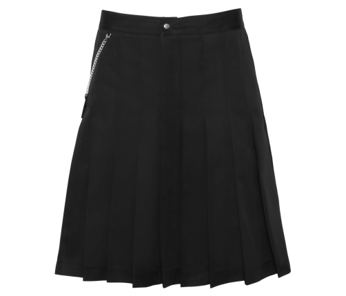Svenjoyment Men's Classic Black Pleated Kilt with Detachable Pocket L