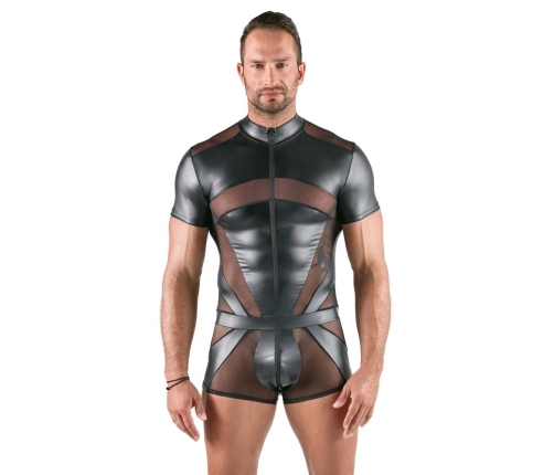 Svenjoyment Men's Fitted Black Playsuit XL with 3-Way Zip & Powernet Panels Svenjoyment Men's Fitted Black Playsuit XL with 3-Way Zip & Powernet Panels