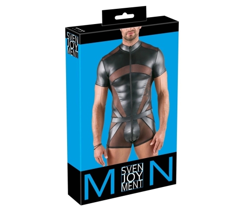 Svenjoyment Men's Fitted Black Playsuit XL with 3-Way Zip & Powernet Panels Svenjoyment Men's Fitted Black Playsuit XL with 3-Way Zip & Powernet Panels