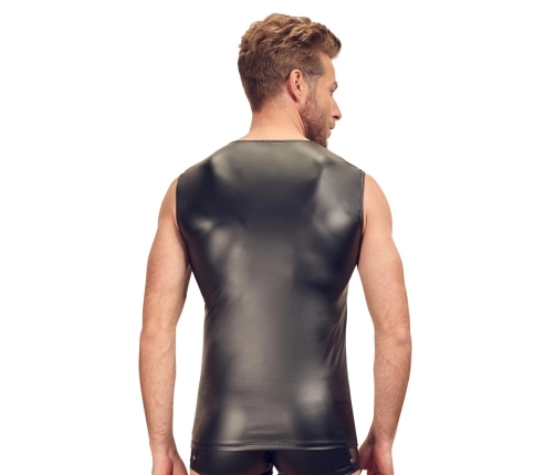 Svenjoyment Men's Shirt L Black Matte Look Mesh Studded Zip Front