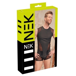 NEK Men's Sleeveless Shirt Black Matte with Mesh Inserts Size S