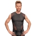 NEK Men's Sleeveless Shirt Matte Black Transparent Mesh Inserts L