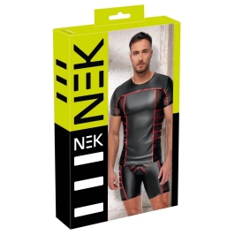 NEK Men's Shirt Black/Red XL - Matte Finish & Mesh Insert Design