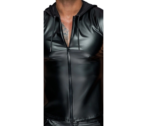 Noir Handmade Powerwetlook Hooded Top L, Black, Sleeveless, 2-Way Zip