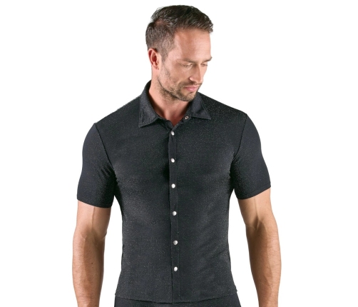 Svenjoyment Silver Lurex-Look Men's Shirt S - Shimmering, Stretchy Fit