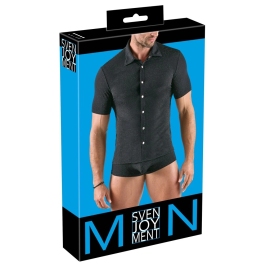 Svenjoyment Silver Lurex-Look Men's Shirt S - Shimmering, Stretchy Fit