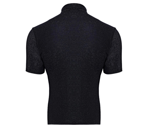 Svenjoyment Silver Lurex Shirt XL - Shimmering Stretch Design, Short Sleeves