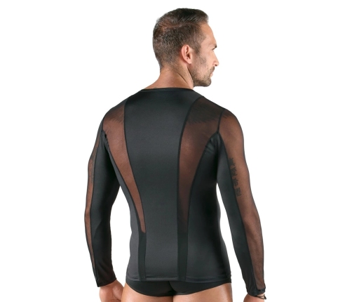 Svenjoyment Black Long Sleeve Shirt with Net Accents, Size M