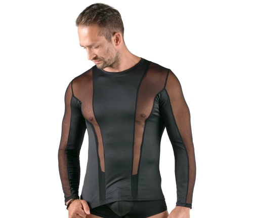 Svenjoyment Black Long Sleeve Shirt with Net Accents, Size M