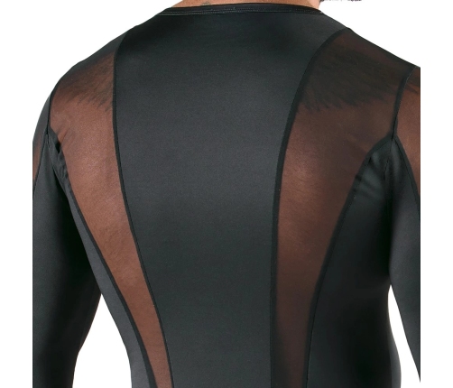 Svenjoyment Black Long Sleeve Shirt with Net Accents, Size M