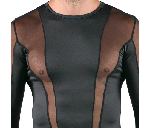 Svenjoyment Men's Shirt Long Sleeve Black Net Inserts Size L