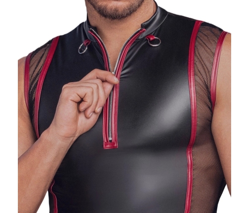 NEK Men's Sleeveless Matte Shirt Black-Red M Modern Mesh Design