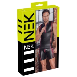 NEK Men's Sleeveless Matte Shirt XL with Red Stripe and Mesh Design