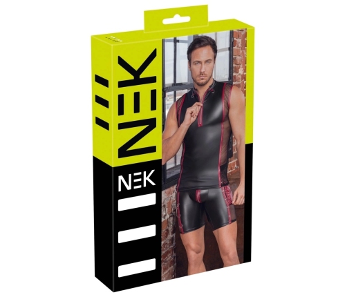 NEK Matte Black Sleeveless Shirt 2XL with Red Accents & Mesh Panels