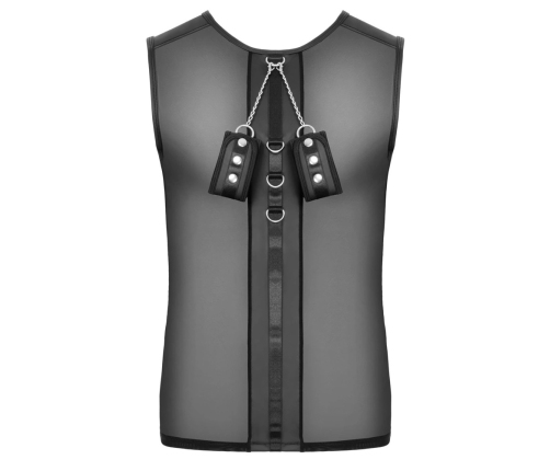 Svenjoyment Bondage Men's Sleeveless Net Shirt with Adjustable Cuffs L
