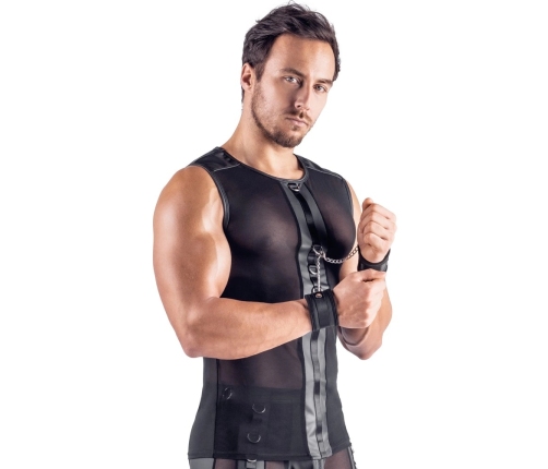 Svenjoyment Bondage Net Shirt XL with Adjustable Matte Cuffs Black