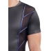 NEK Men's Fitted Shirt 2XL Black & Metallic Blue Mesh-Stripe Design