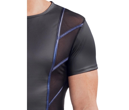 NEK Men's Fitted Shirt 3XL Matte Black & Metallic Blue Accents