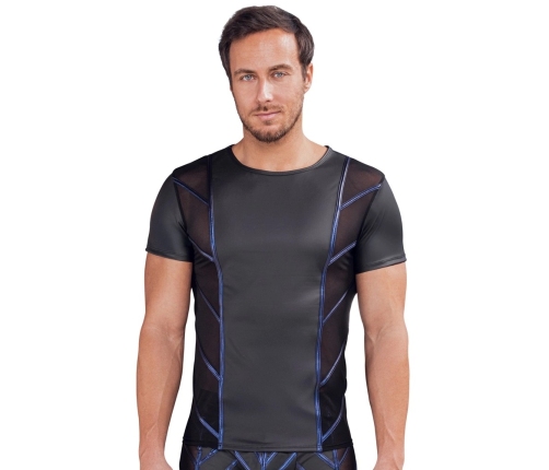 NEK Men's Fitted Shirt 3XL Matte Black & Metallic Blue Accents