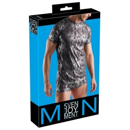 Svenjoyment Metallic Short Sleeve Shirt Black/Silver M Stretch Fit Svenjoyment Metallic Short Sleeve Shirt Black/Silver M Stretch Fit