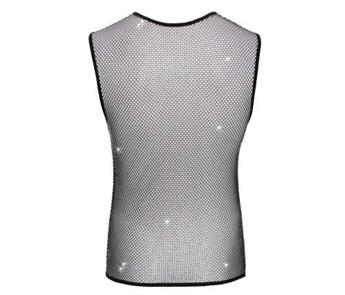 Svenjoyment Men's Sleeveless Black Net Shirt with Sparkling Accents M