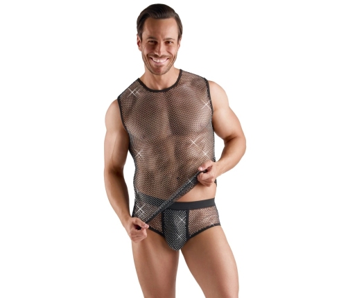 Svenjoyment Net Shirt L Black with Sparkling Accents - Lightweight Mesh Top